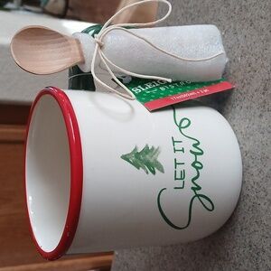 Sleigh Bell Bistro Coffe Mug with Wood Spoon